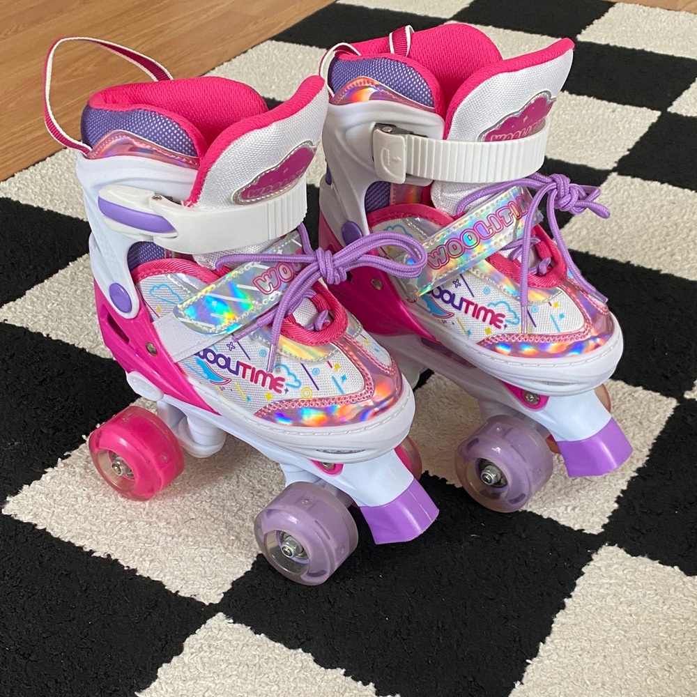 Woolitime Kids Adjustable Roller Skates - Size Small (10C - 13C) Pink and Purple